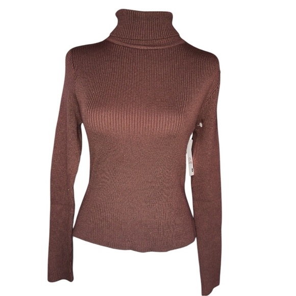 Jon & Anna Brown Ribbed Turtleneck Sweater Large - Picture 1 of 4